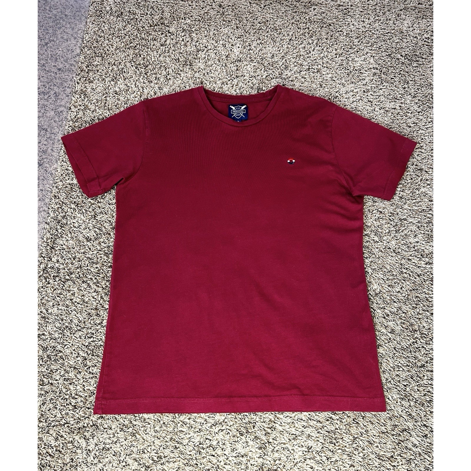 Regatta Crew Usa TShirt Mens Size Large Burgundy Short Sleeve